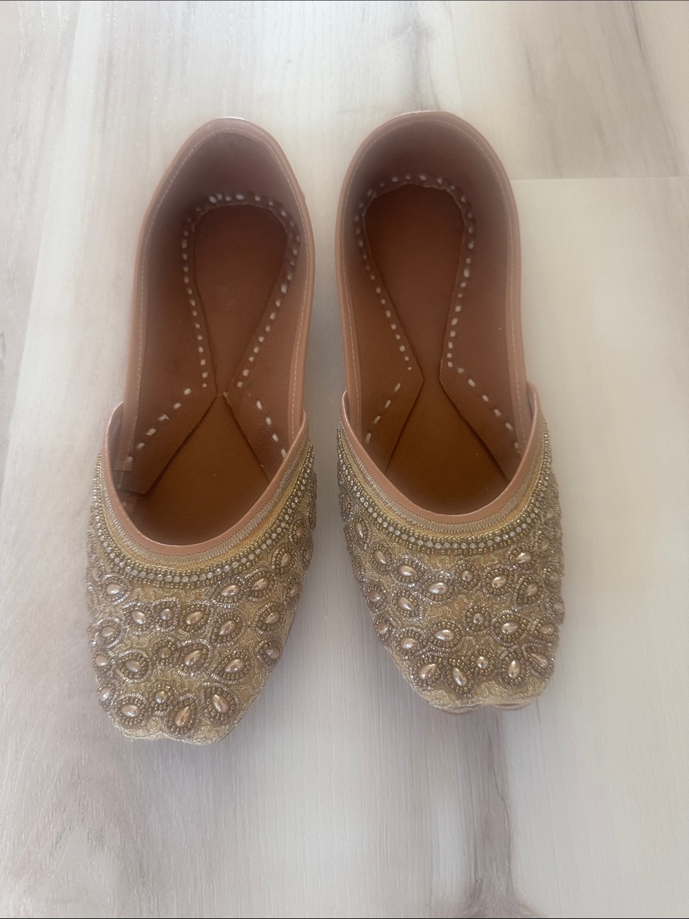 Embellished Gold Women's Jutti Flats NWOT